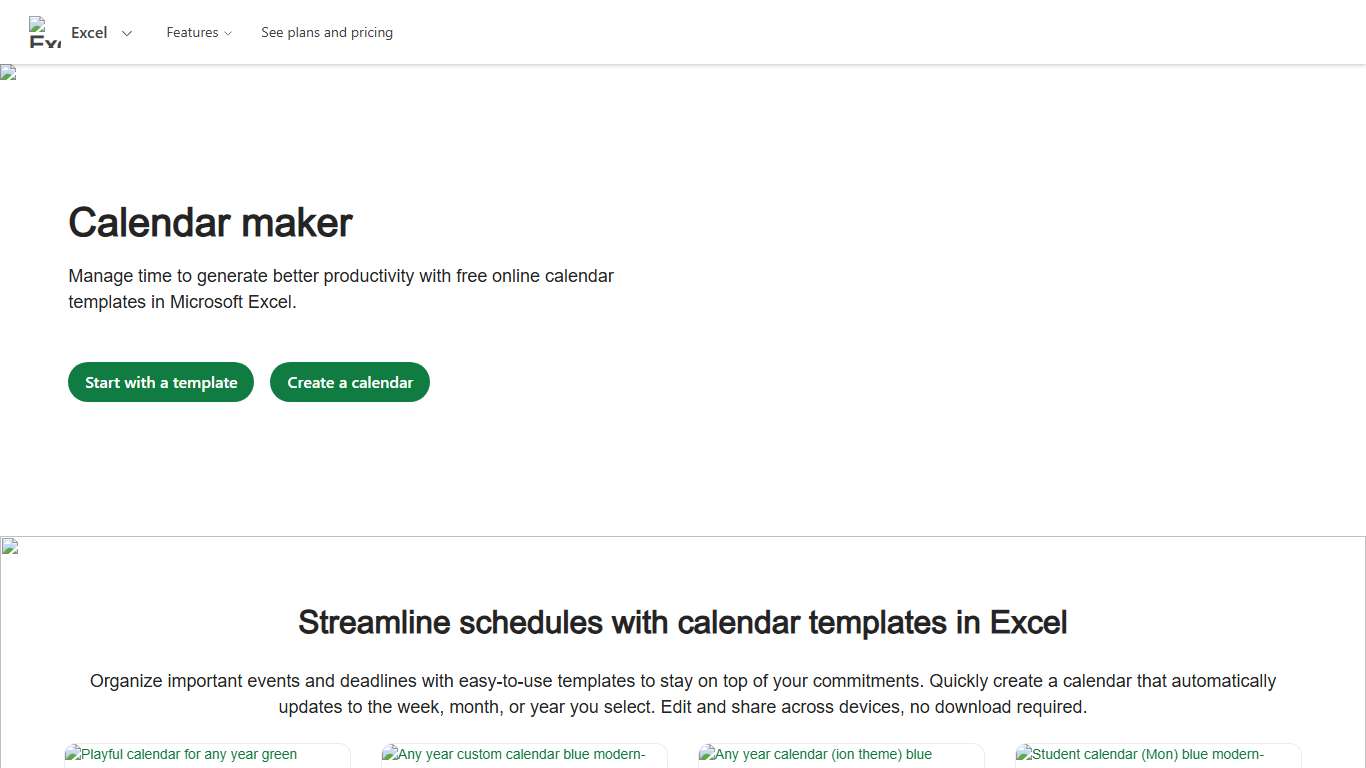 Free calendar maker online with customizable templates Microsoft Excel